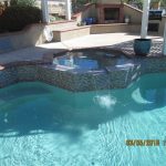 Fujiwa Glasstel Tahoe 30, glasstel tahoe 30 waterline pool tile, light blue & brown pool tile