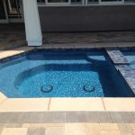 Pool and SPA Tile, Gemstone Designer pebble plaster and pool coping.