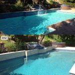 Pool plaster with Blue Diamond Pebble, Pool Tile Verona Blue, Water fountain with tile