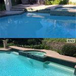 Pool tile remodel before and after