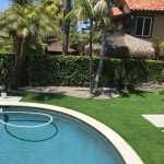 Pool with Artificial Grass white coping