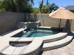 Corner Spa Water feature pavers firepit