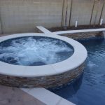 pool spa raised bond beam stack stone