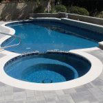 Pool spa white coping pavers handrail