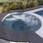 Pool spa with quartz saphire finish