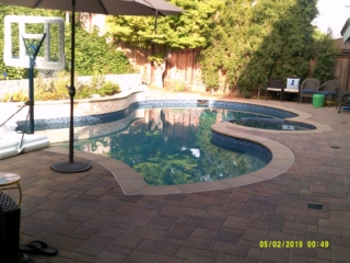 Pool spa backyard raised bond beam planter