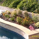 raised bond beam pool planter stack stone
