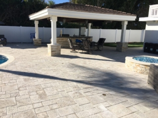 Gazebo with pavers and BBQ Island