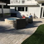 FirePit with blue glass stones pavers