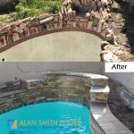 Before and After of pool with water feature
