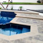 pool and spa, 1x1 tiles, pebble finish contemporary design