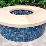 Round Firepit with glass, coping and tile